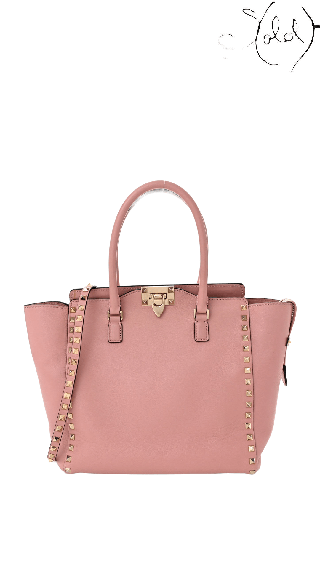 Valentino Garavani Rockstud Double Handle Tote Pop Gardenia — bag view 1