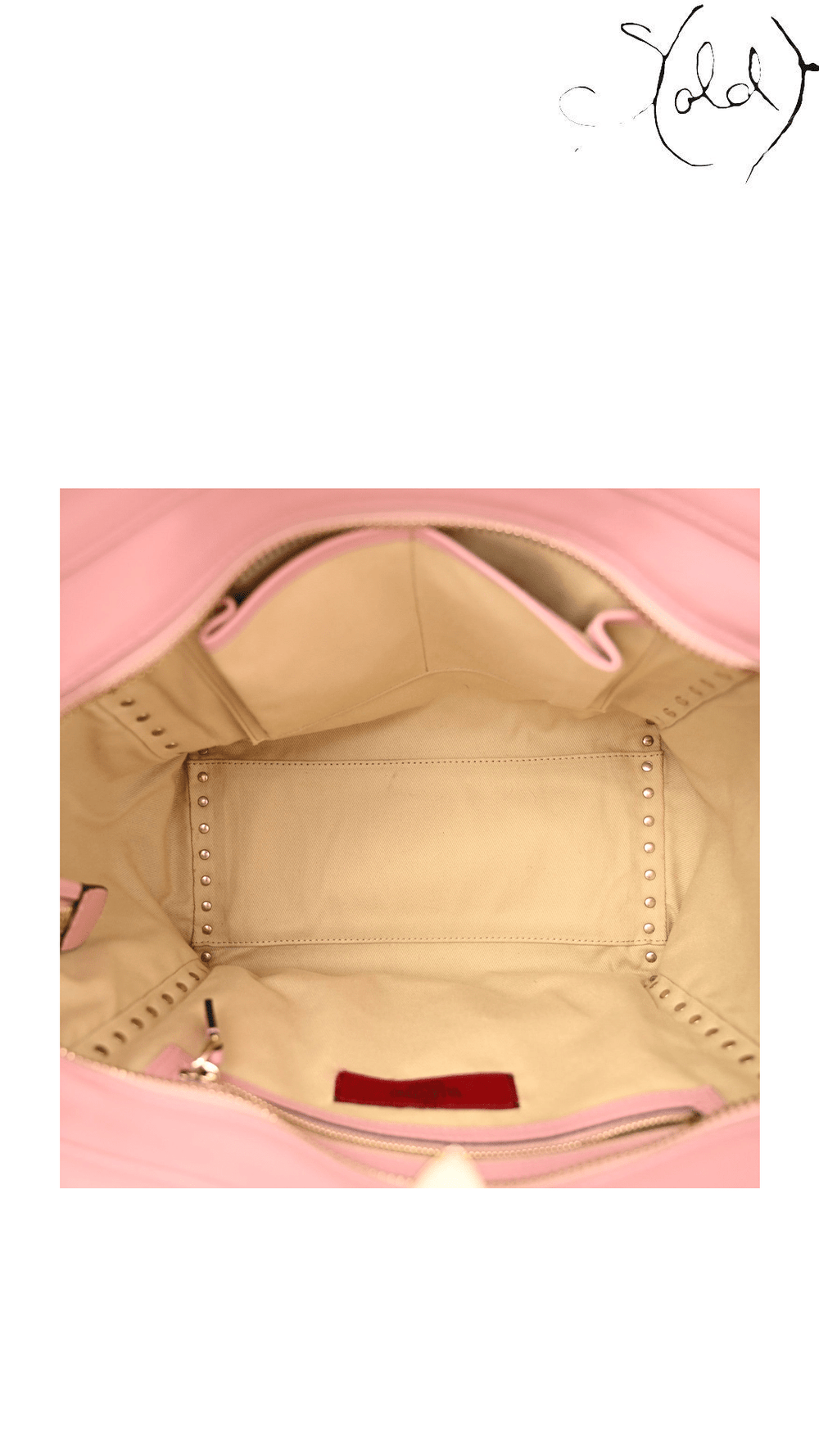 Valentino Garavani Rockstud Double Handle Tote Pop Gardenia — detail view 4