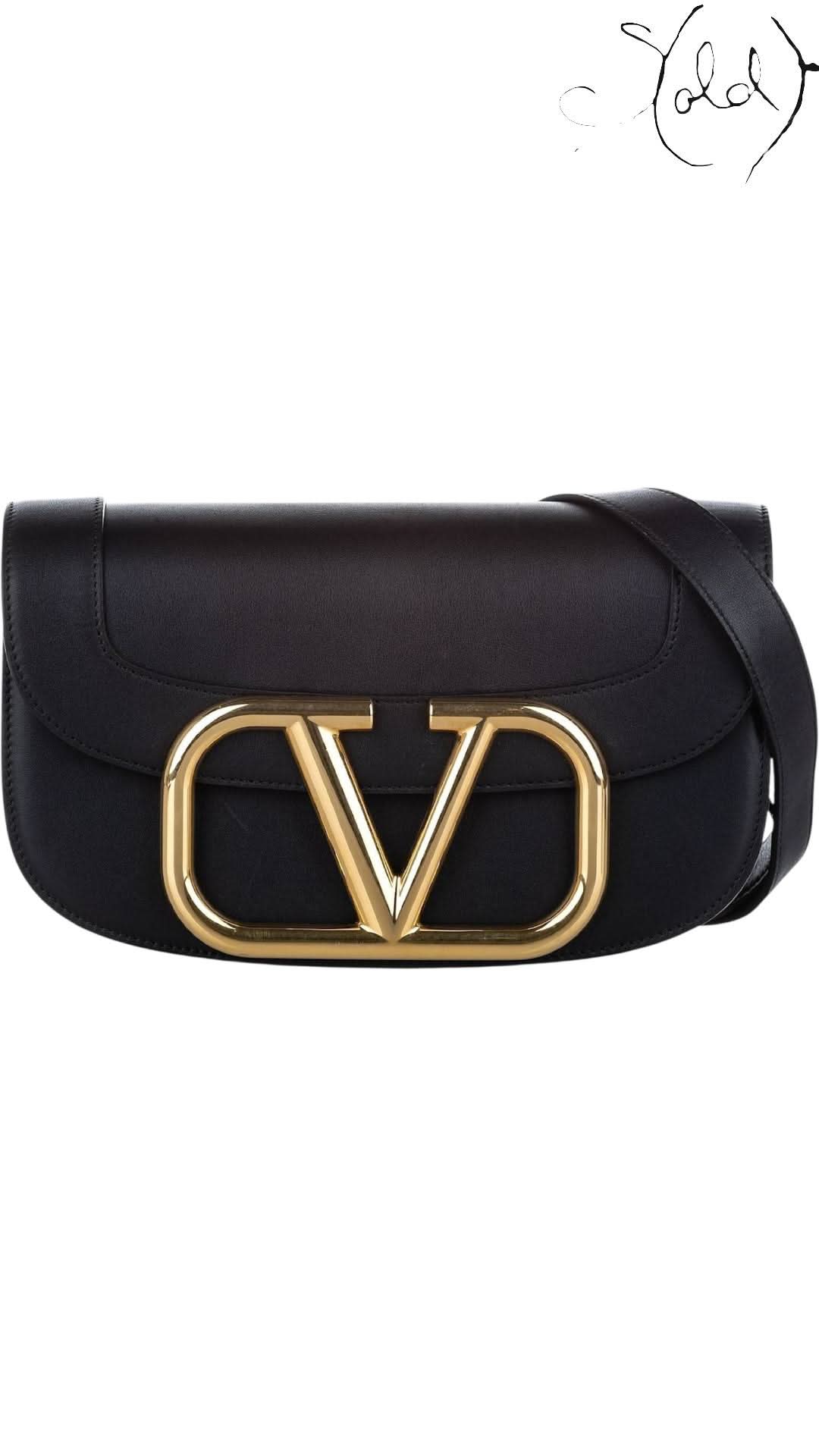Valentino VRING Black Leather Crossbody | Sold Attire - Sold Attire