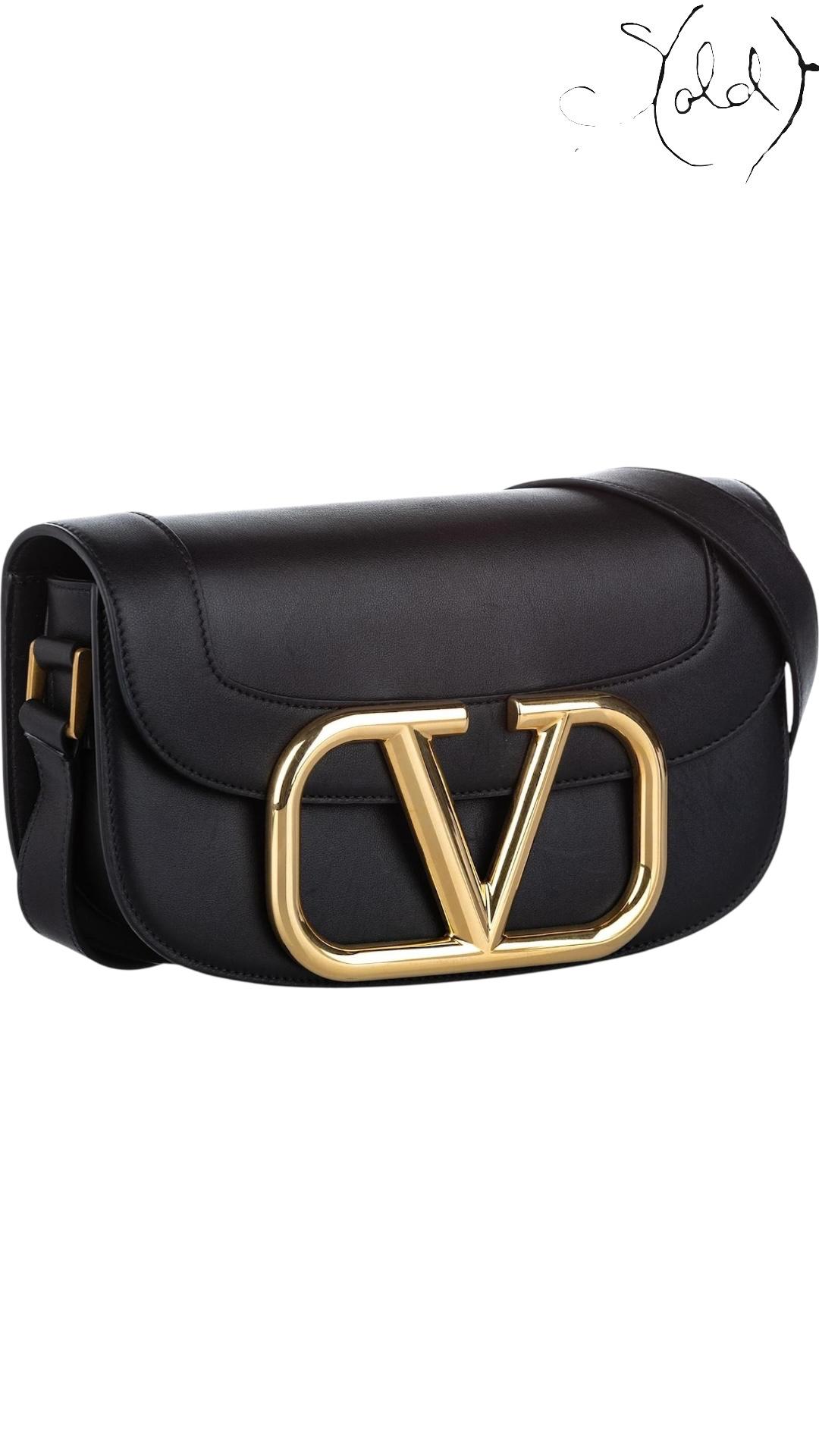 Valentino VRING Black Leather Crossbody, Back view | Sold Attire