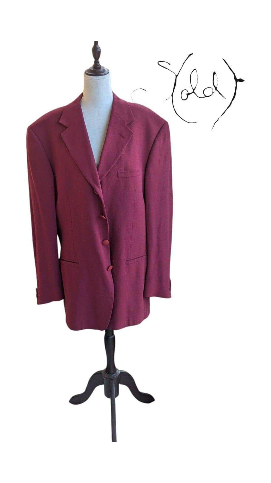 Versace Burgundy Blazer – Old Money Elegance, Back view | Sold Attire