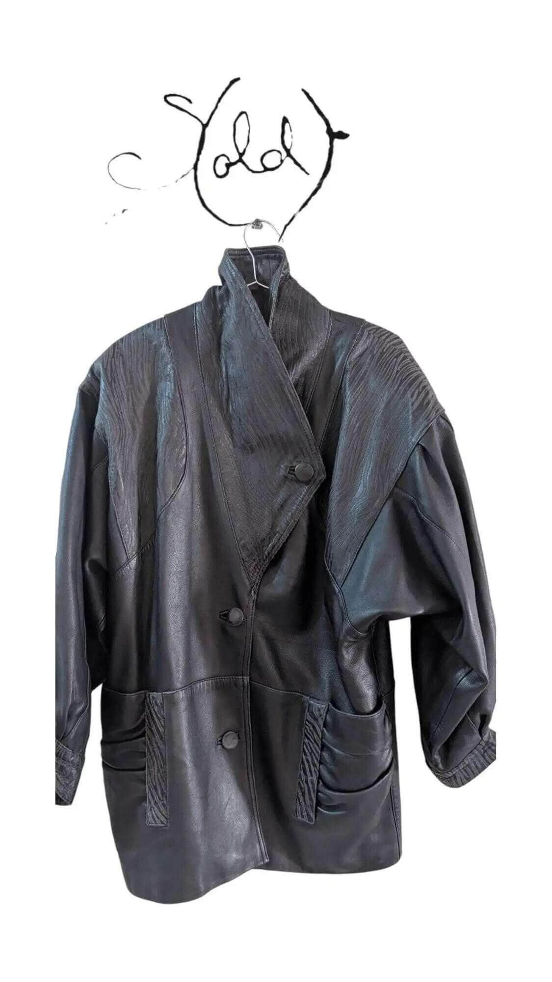 Vintage Black Leather Coat – Timeless & Sophisticated, Authenticated Pre-Owned | Sold Attire