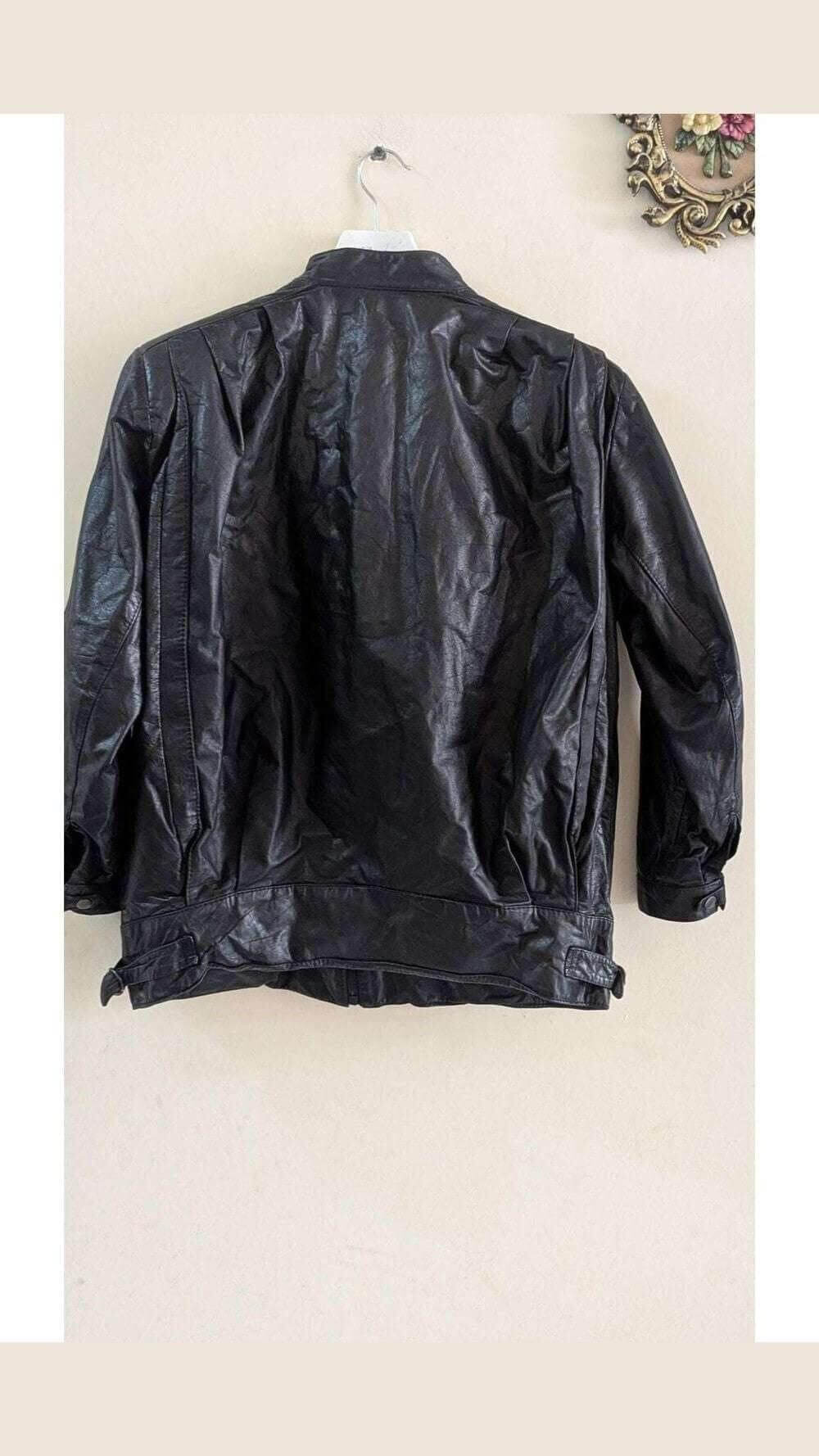 Vintage Black Leather Jacket - Minimalist Cool, Interior view | Sold Attire