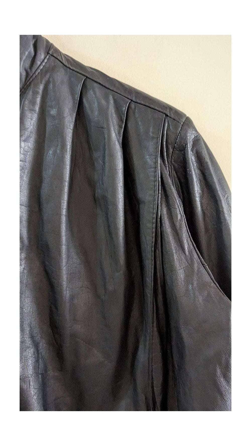 Vintage Black Leather Jacket - Minimalist Cool, Back view | Sold Attire