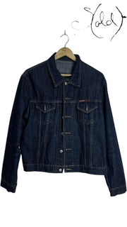 Vintage Dark Wash Cotton Denim Jacket Size L