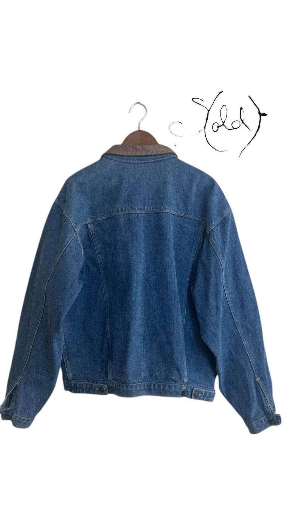 Vintage Denim Jacket with Leather Collar – True Classic, Back view | Sold Attire