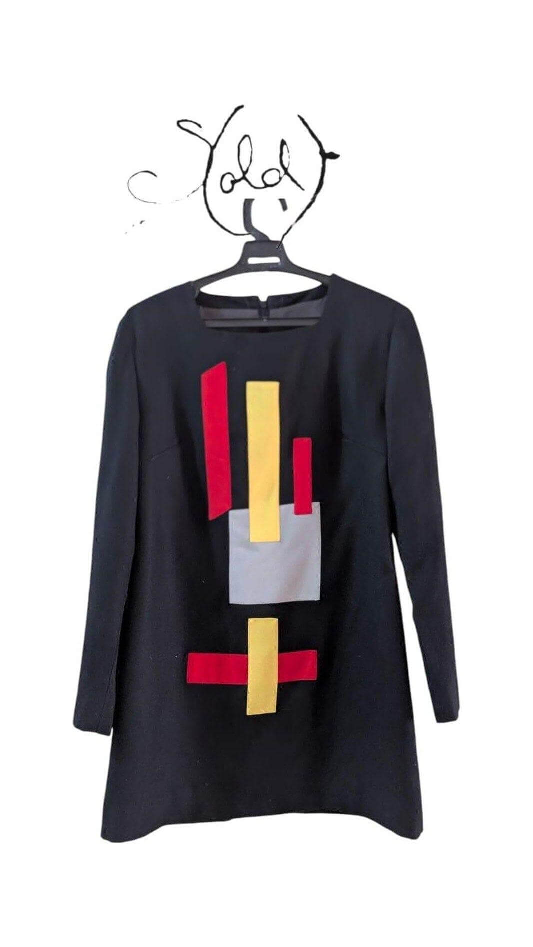 Vintage Geometric Dress – Bold Retro Style, Authenticated Pre-Owned | Sold Attire