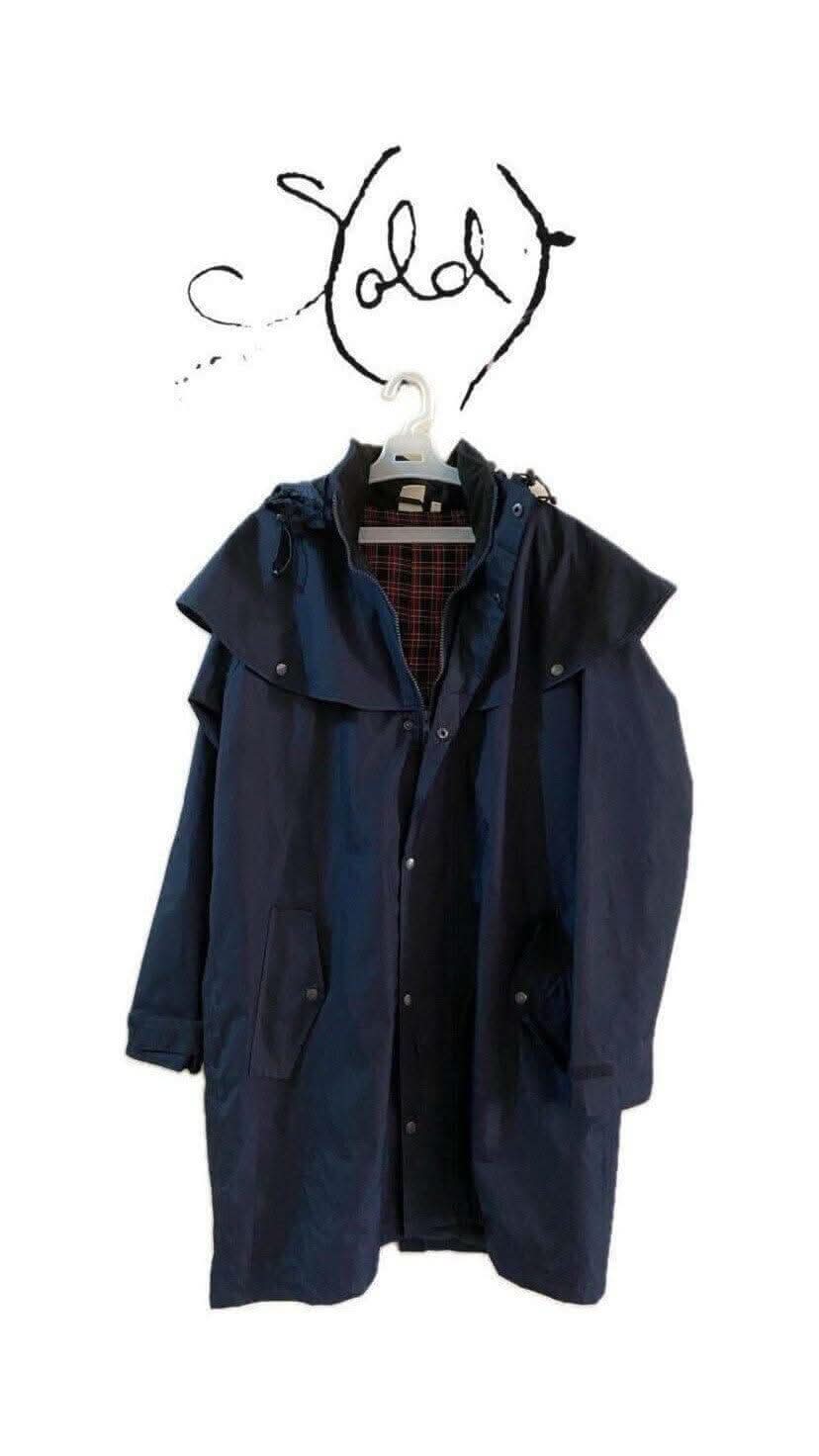 Navy Raincoat with Tartan Lining