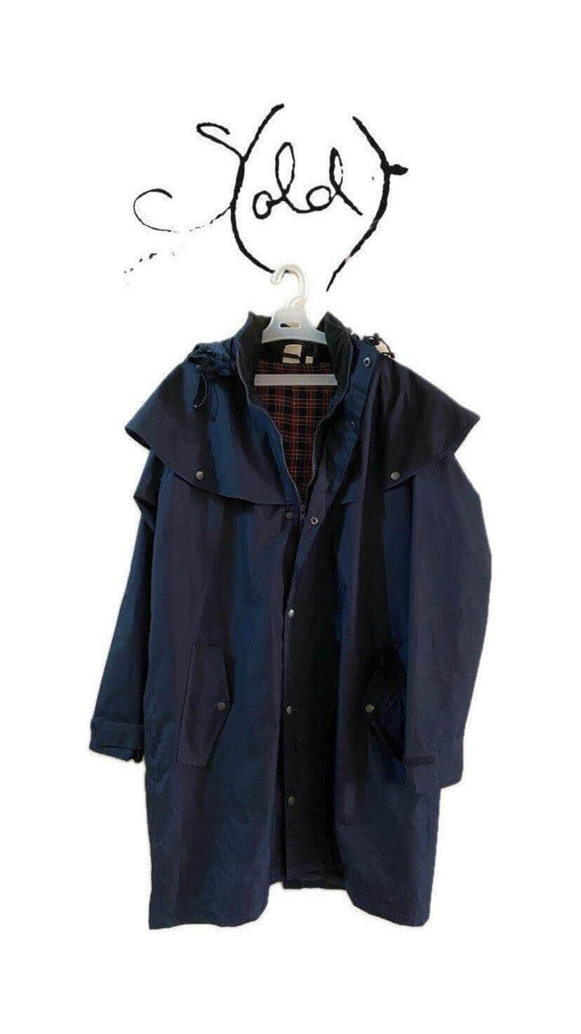 Navy Raincoat with Tartan Lining