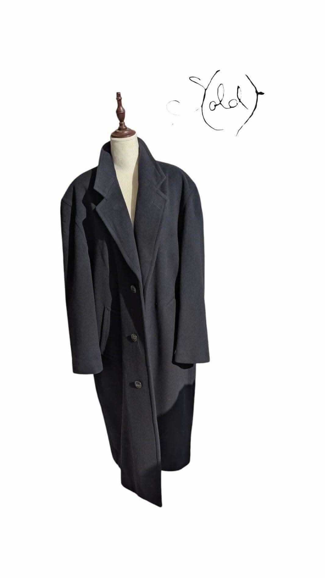 Vintage Hugo Boss Navy Wool Overcoat - Old Money Talk