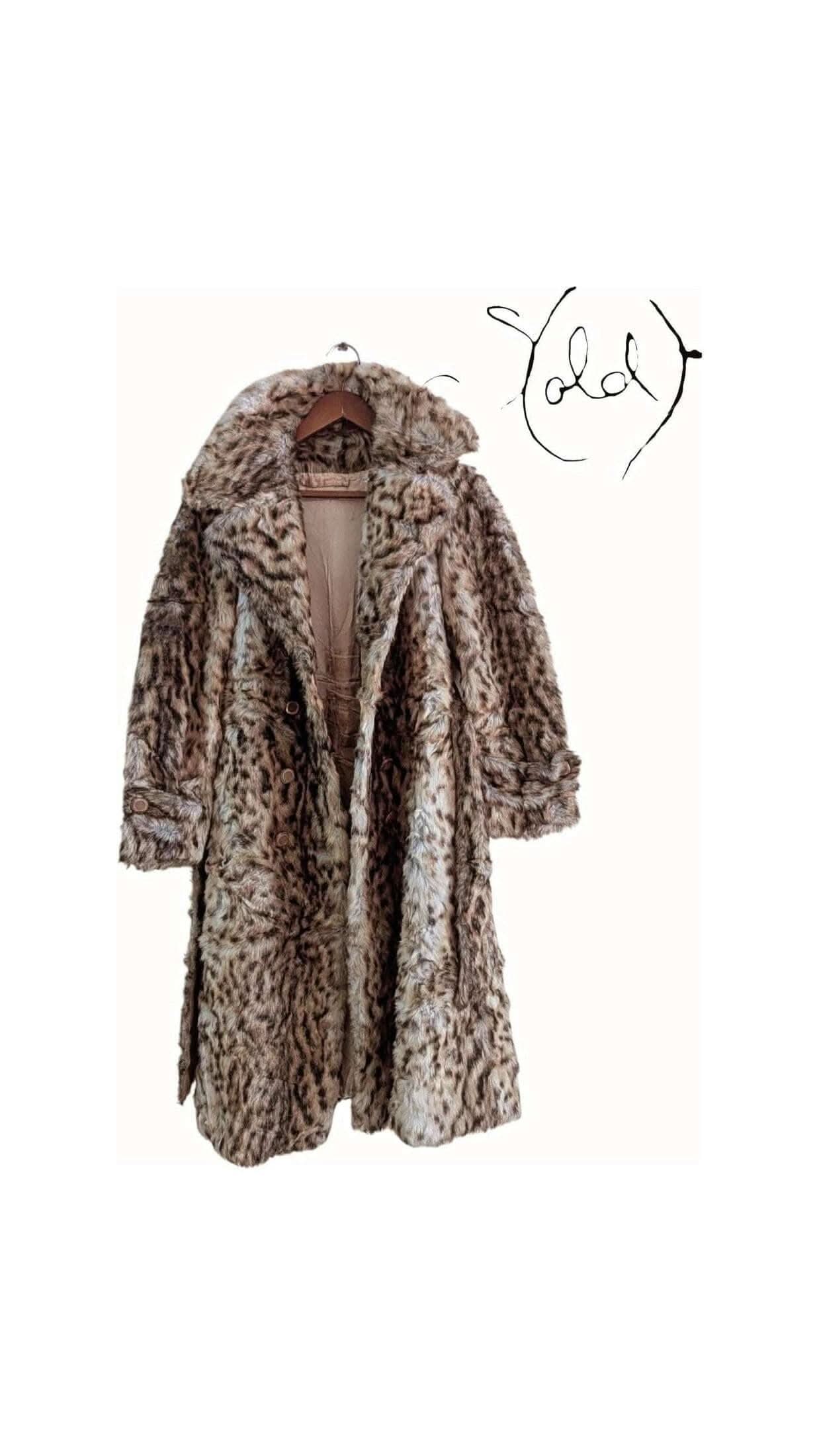 Vintage Leopard Print Faux Fur Coat - French Elegance