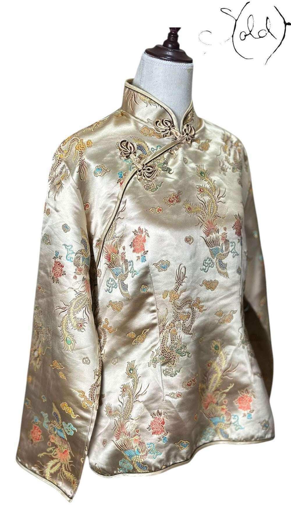 Vintage Silk Brocade Chinese Jacket – Old Money Opulence, Detail view | Sold Attire