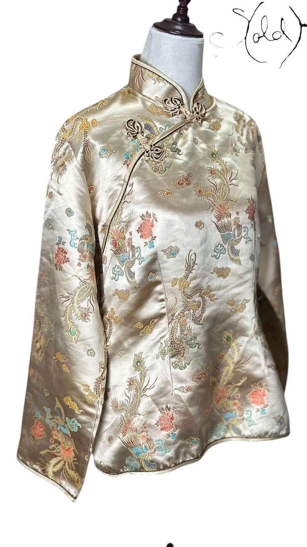 Vintage Silk Brocade Chinese Jacket – Old Money Opulence, Interior view | Sold Attire
