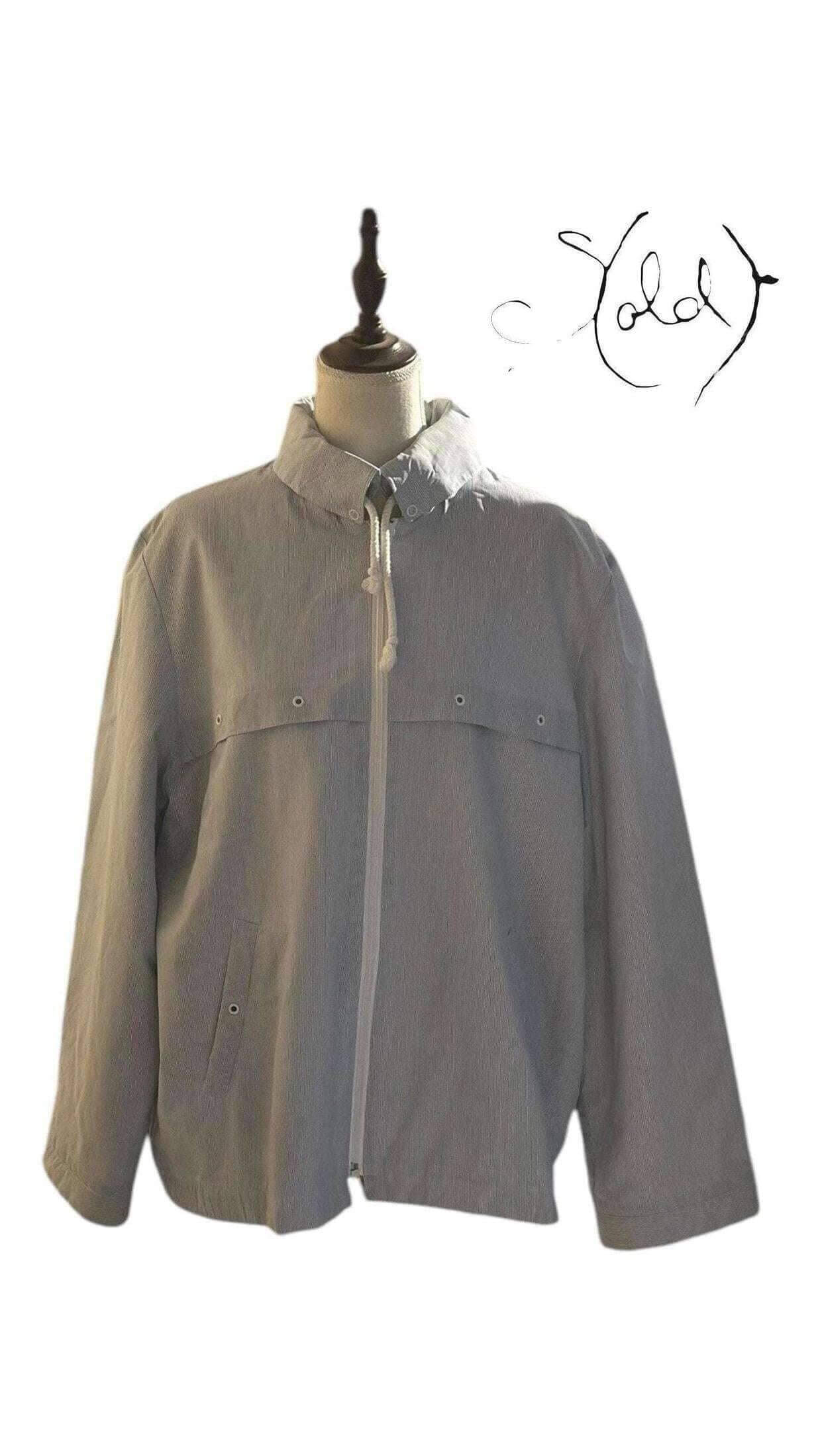 Vintage white striped Anorak Jacket – Effortless Cool, Interior view | Sold Attire