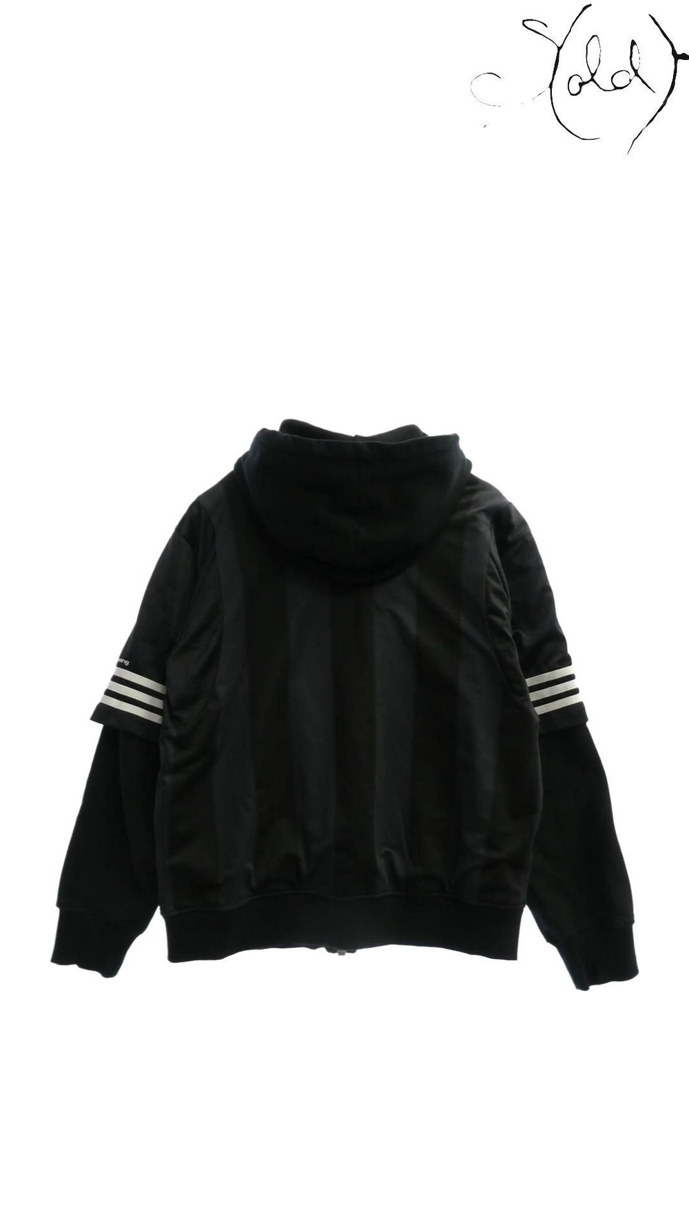 adidas x Alexander Wang Black Wangbody Layered Hoodie XS, back layered hoodie