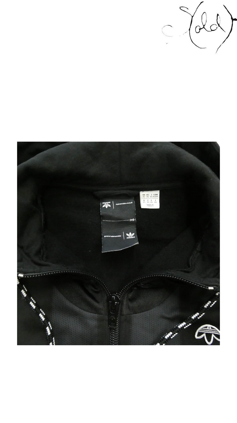 adidas x Alexander Wang Black Wangbody Layered Hoodie XS, brand and size label detail