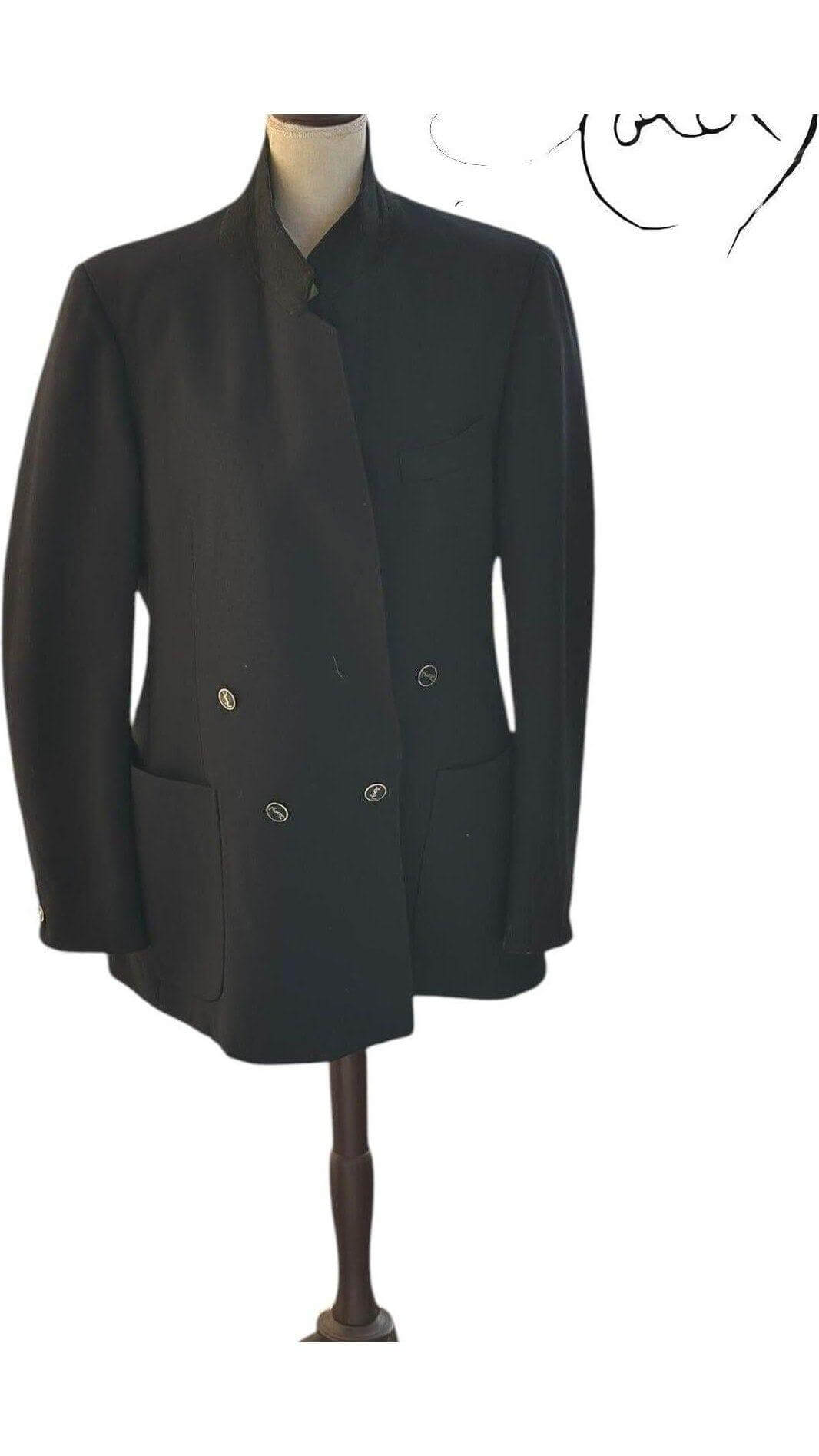YSL Navy Blazer – Double-Breasted Elegance, Back view | Sold Attire