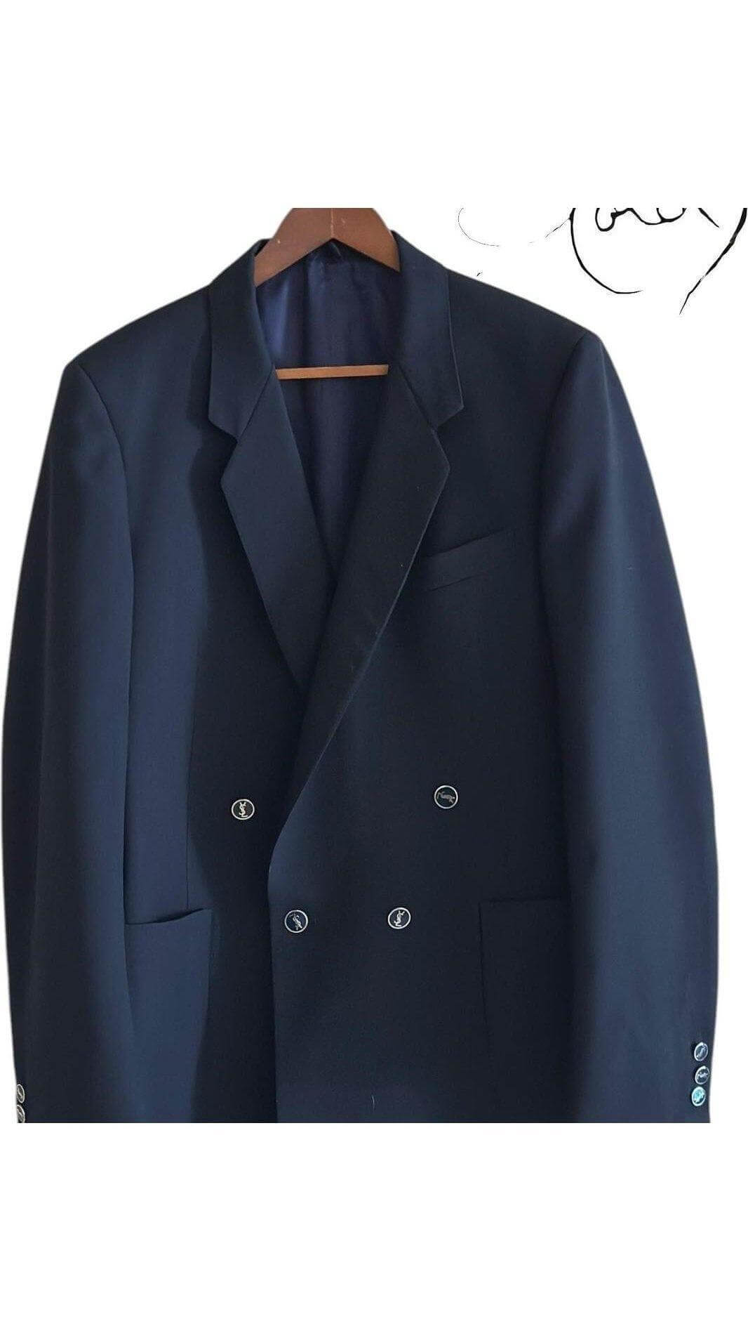 YSL Navy Blazer – Double-Breasted Elegance, Detail view | Sold Attire