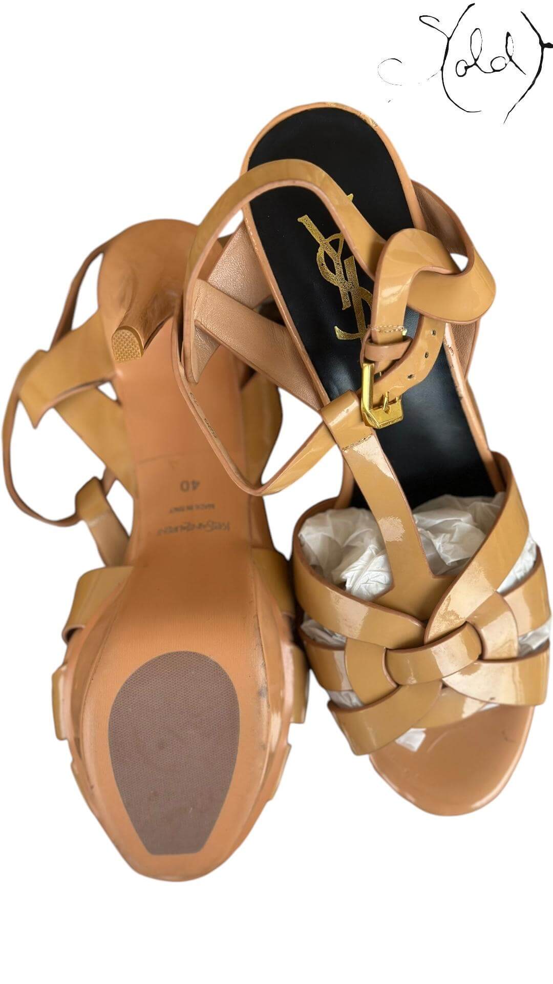 YSL Tribute Sandals – Archive Gloss, Back view | Sold Attire