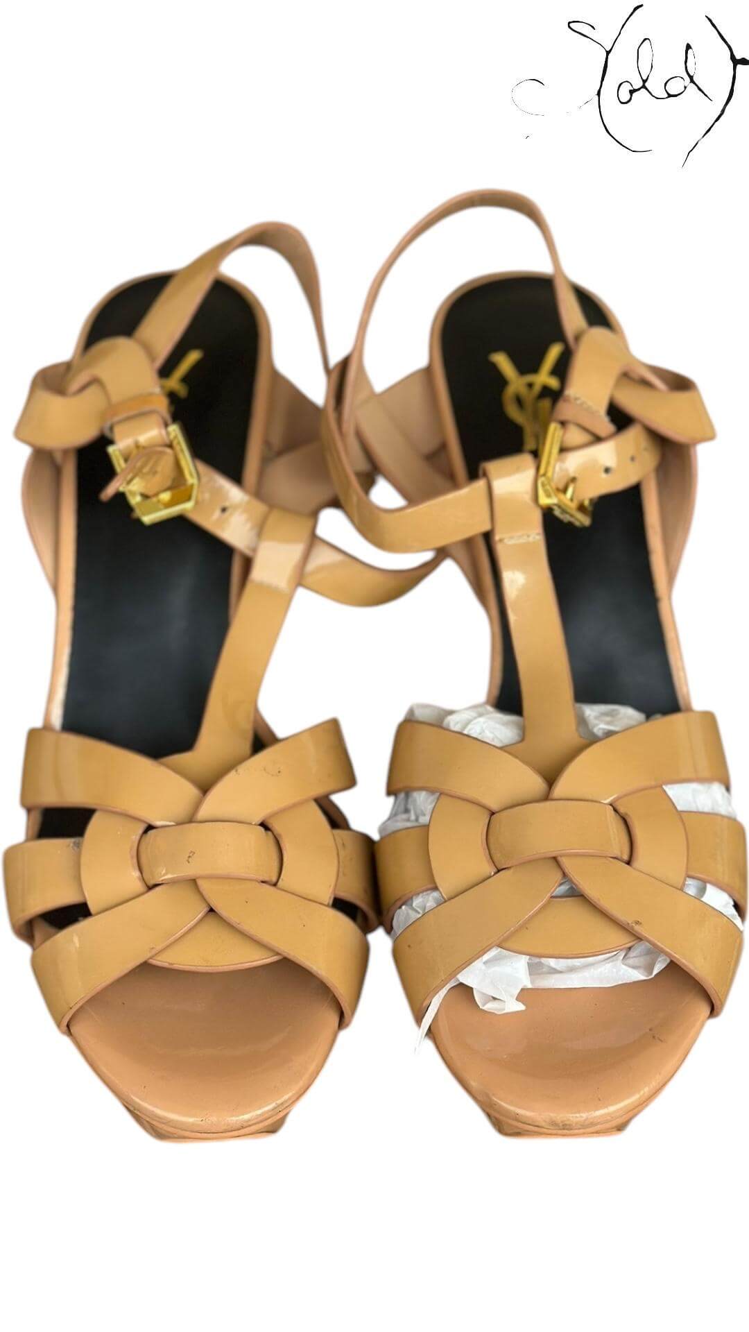 YSL Tribute Sandals – Archive Gloss, Detail view | Sold Attire