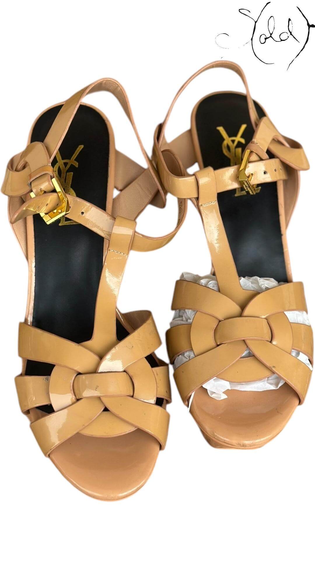 YSL Tribute Sandals – Archive Gloss, Hardware detail | Sold Attire