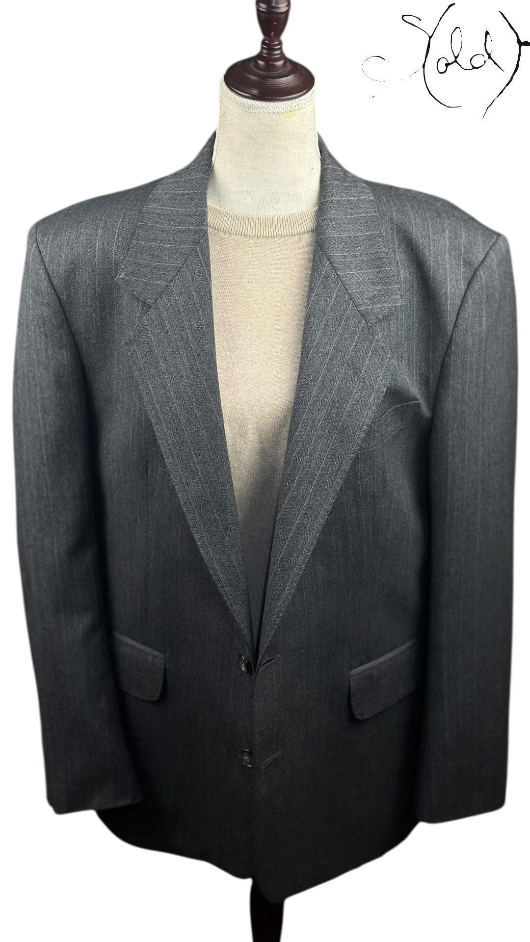 Yves Saint Laurent 1980s Pinstripe Blazer, Back view | Sold Attire
