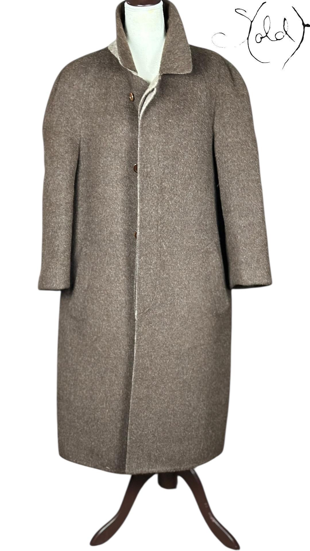 Yves Saint Laurent Alpaca Overcoat Taupe, Back view | Sold Attire