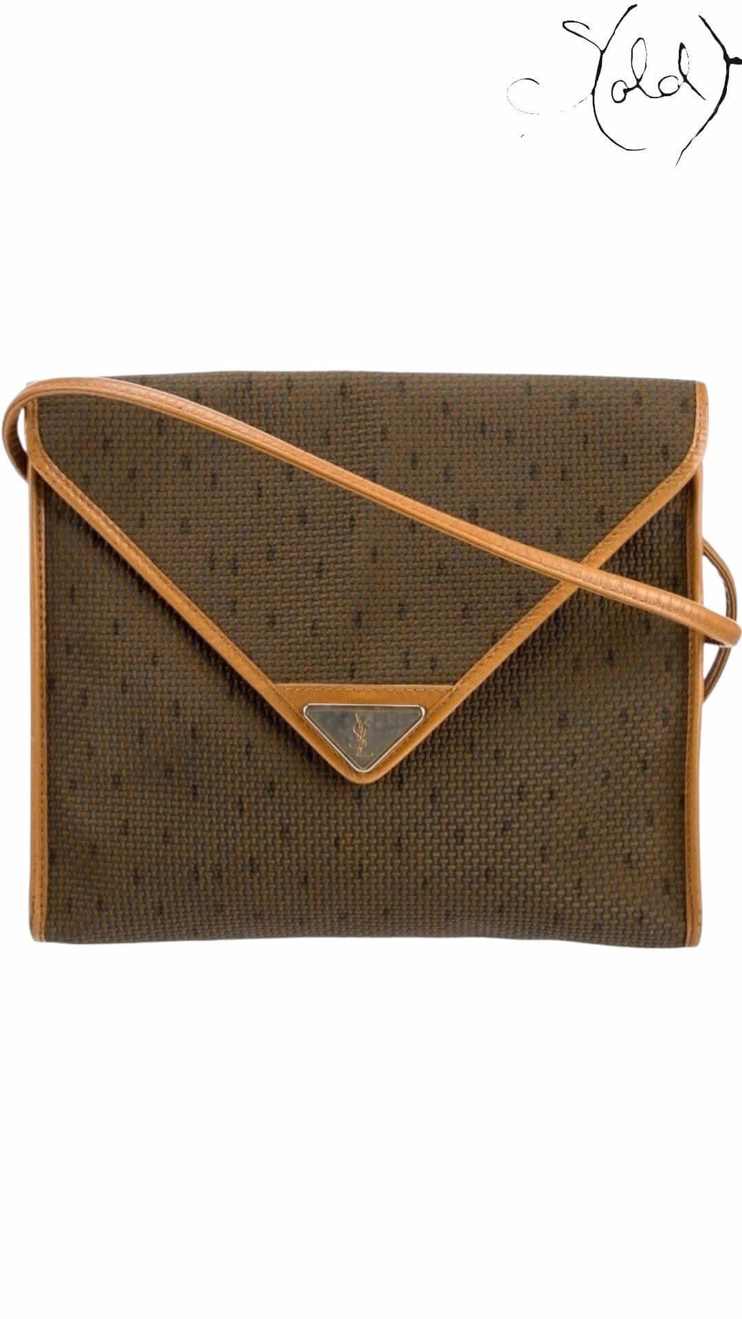 Yves Saint Laurent Envelope Crossbody – Woven Canvas & Leather | Sold Attire - Sold Attire