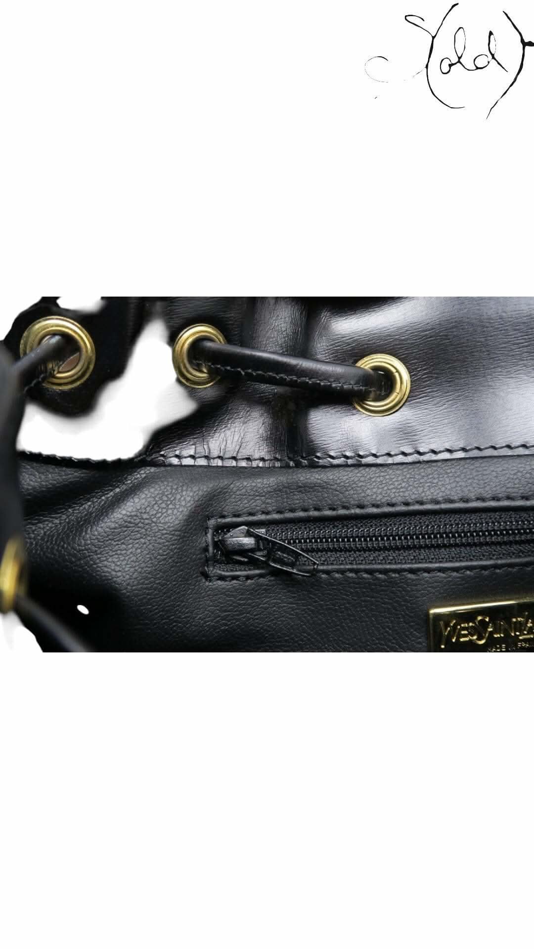 YVES SAINT LAURENT Medallion Bucket Bag – Black Leather | Sold Attire - Sold Attire