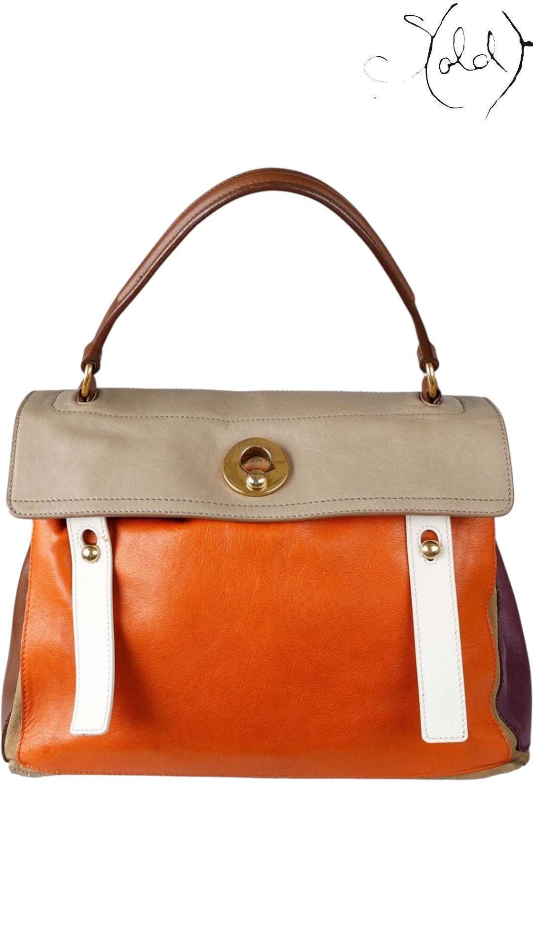 Yves Saint Laurent Tote Bag Yves Saint Laurent Tri - Color Large Muse Two Purple Orange Brown 2000s | Sold Attire