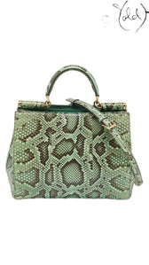 Dolce & Gabbana green python Miss Sicily tote front view on pure white