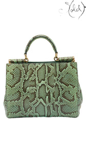 Dolce & Gabbana green python Miss Sicily tote rear view on pure white