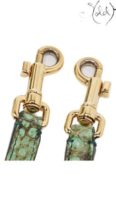 Gold-tone shoulder strap clasps on Dolce & Gabbana green python Miss Sicily tote