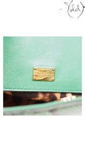 Dolce & Gabbana Made in Italy logo plaque inside green python Miss Sicily tote