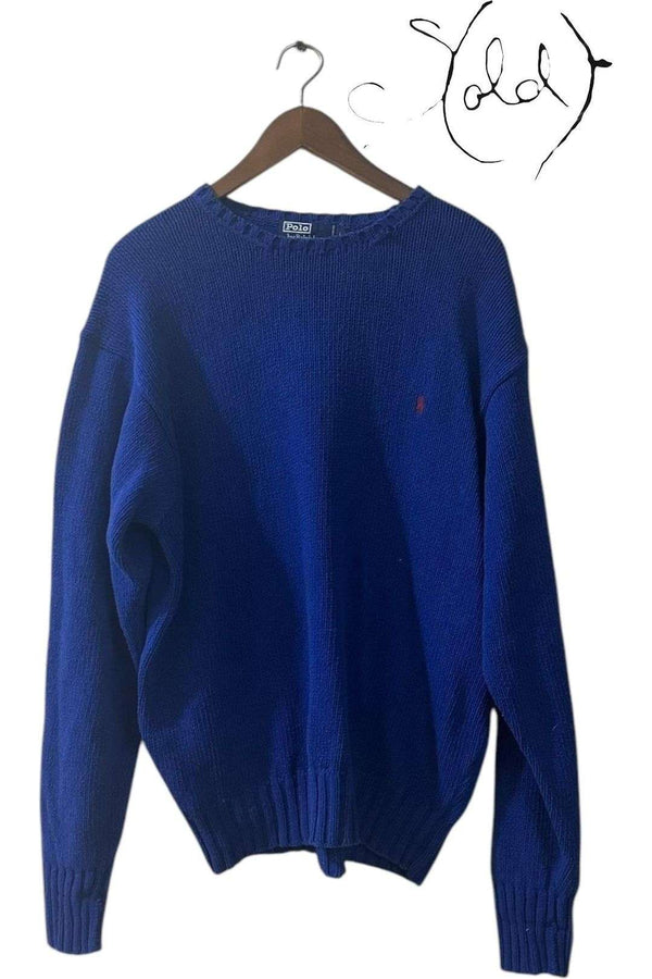 Ralph Lauren Cobalt Blue Knit Sweater - Large Jumper Sold Attire