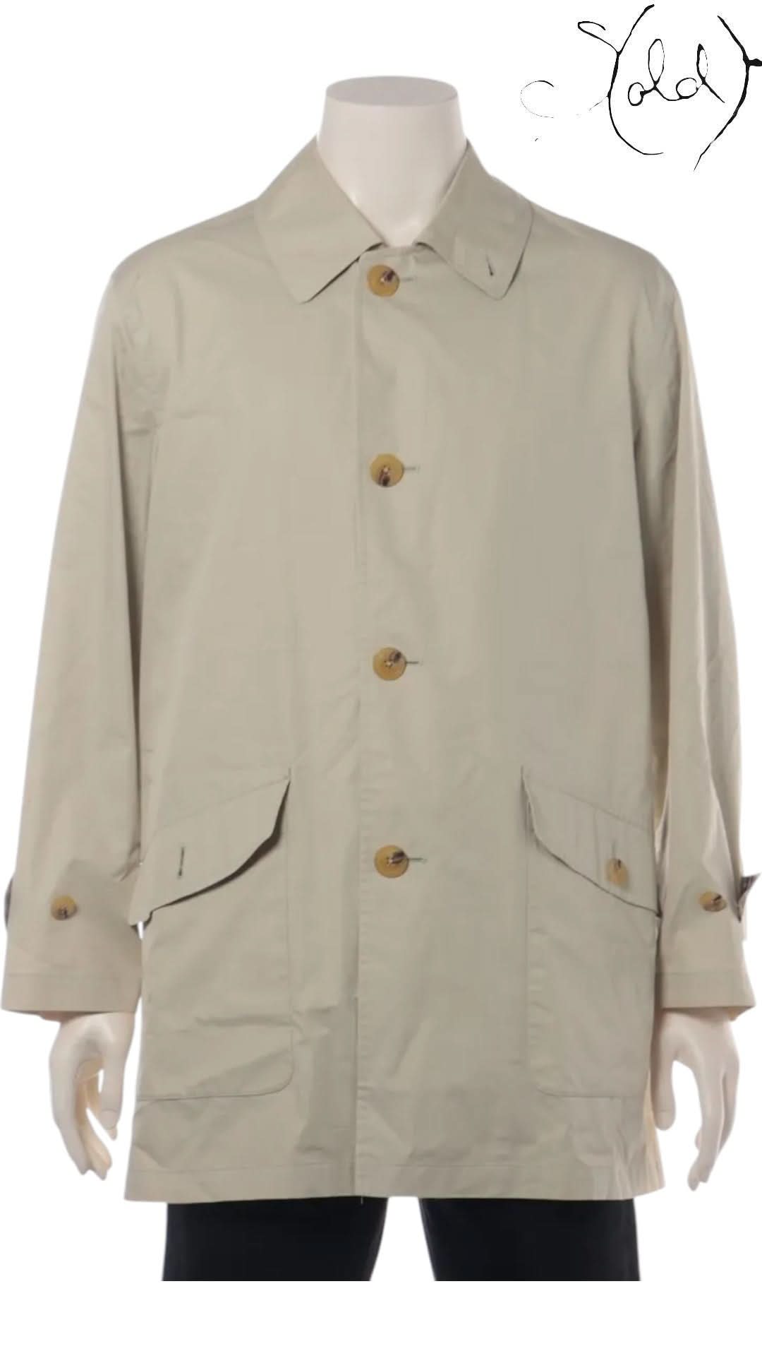 Burberry London Cotton Balmacaan Coat Size S Beige Made in Japan | Sold Attire