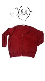 Red Cable Knit Cardigan