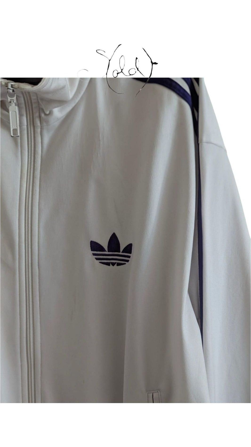 White Adidas Track Jacket – Retro Style Track-Top