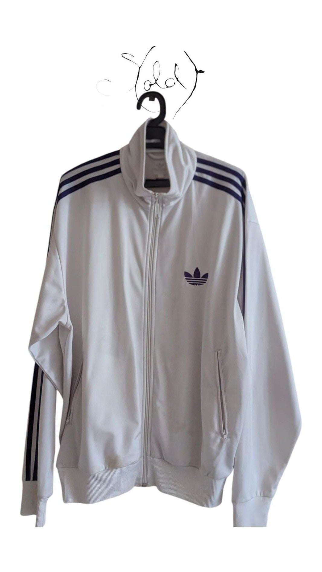 White Adidas Track Jacket – Retro Style Track-Top