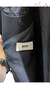 Vintage Hugo Boss Navy Wool Overcoat - Old Money Talk