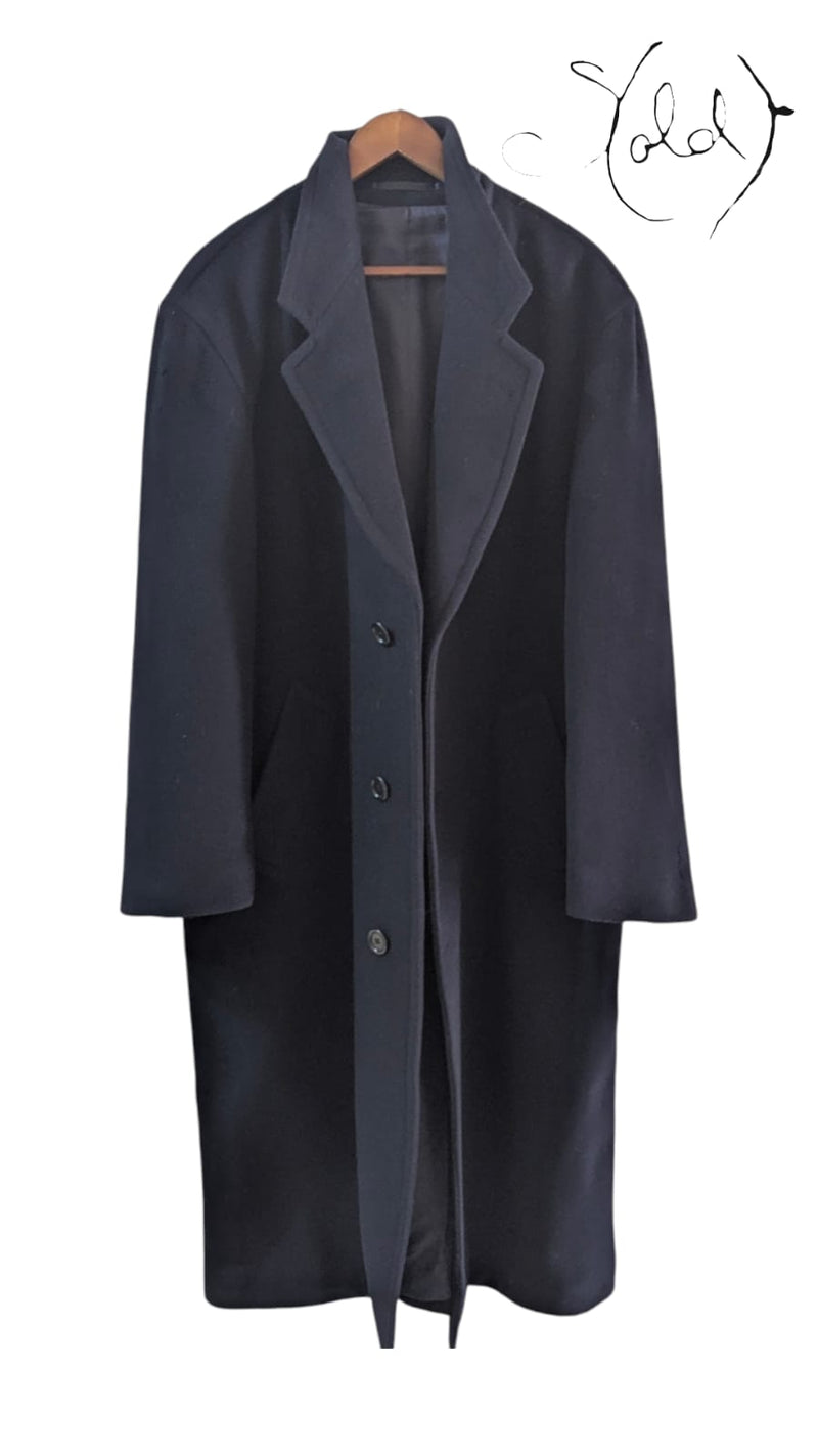 Vintage Hugo Boss Navy Wool Overcoat - Old Money Talk