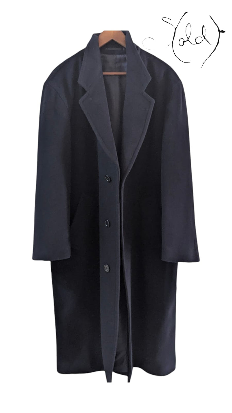 Vintage Hugo Boss Navy Wool Overcoat - Old Money Talk