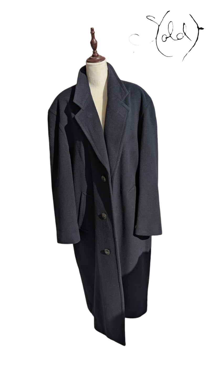 Vintage Hugo Boss Navy Wool Overcoat - Old Money Talk