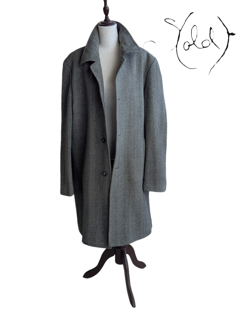 Hugo Boss Grey Herringbone Coat – XL Size