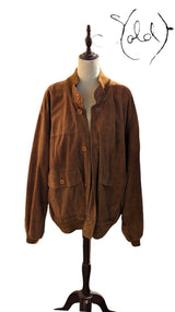 Italian Suede Bomber Jacket - Vintage Refined Style