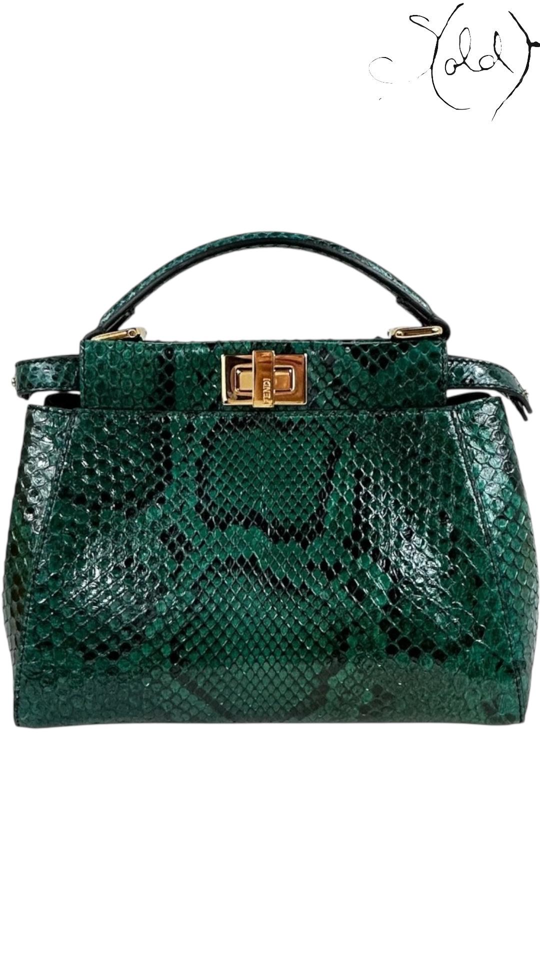 Sold Attire Bag Fendi Mini Peekaboo – Emerald Python | Sold Attire