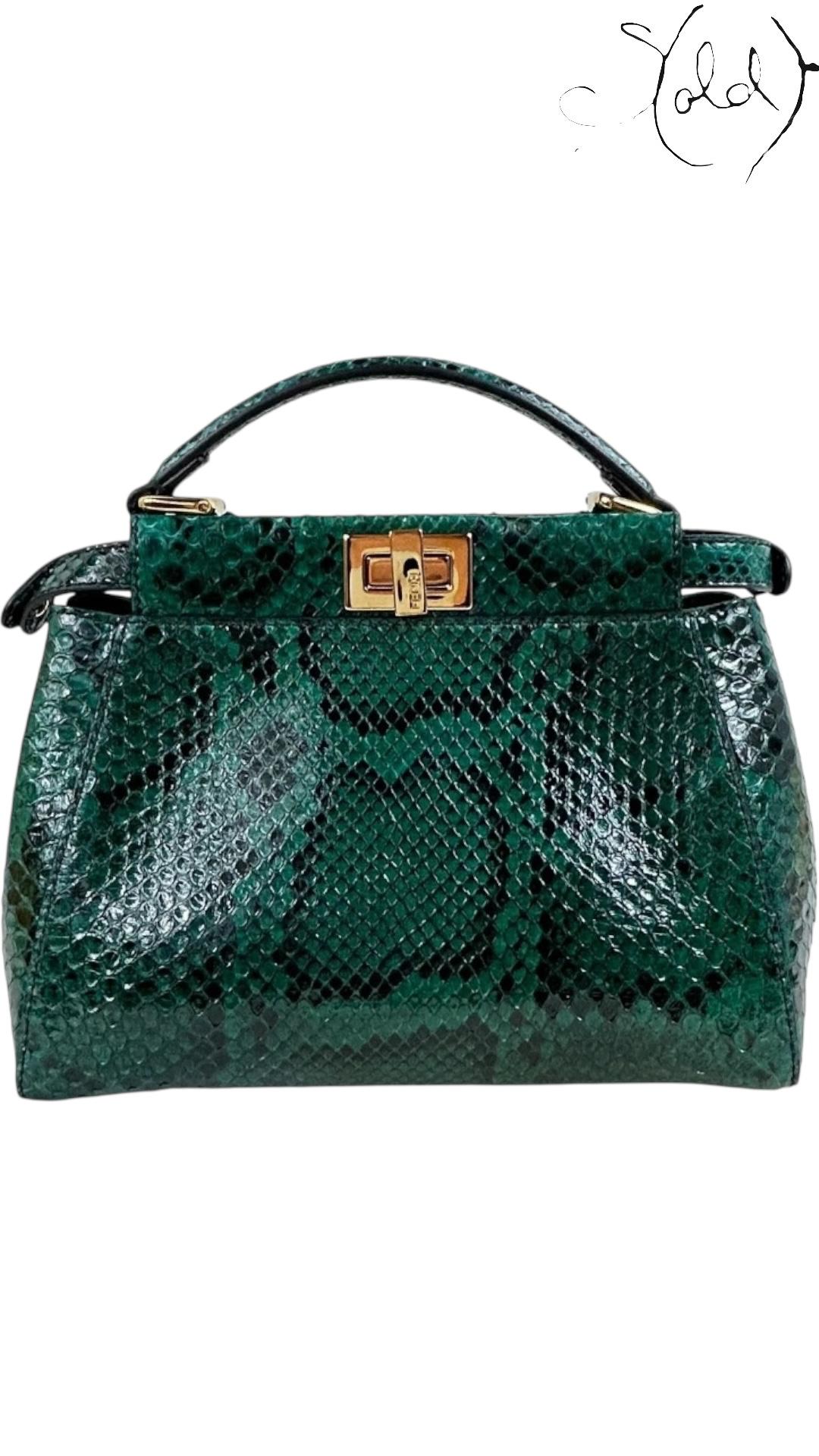 Sold Attire Bag Fendi Mini Peekaboo – Emerald Python | Sold Attire
