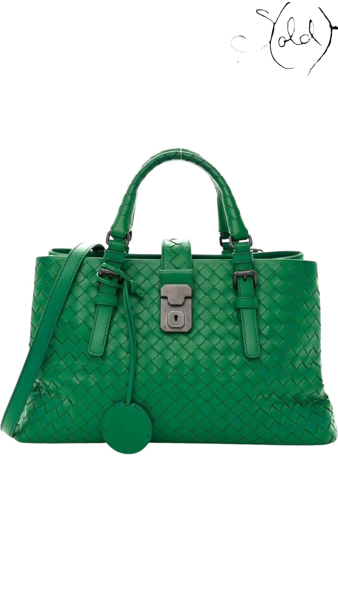 Sold Attire Bag BOTTEGA VENETA Small Roma Bag – Smeraldo Green Intrecciato | Sold Attire