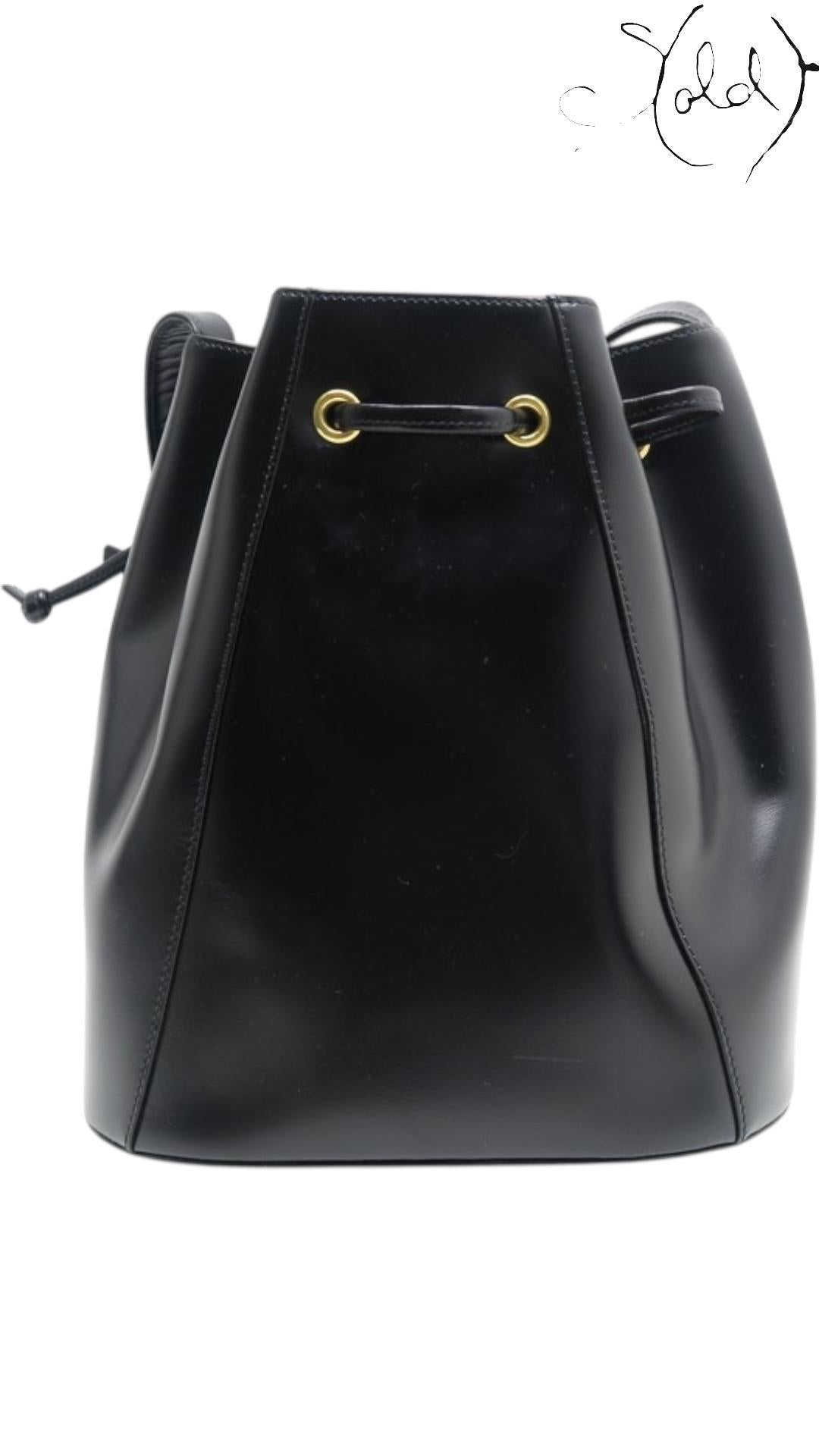 Sold Attire Bag YVES SAINT LAURENT Medallion Bucket Bag – Black Leather | Sold Attire