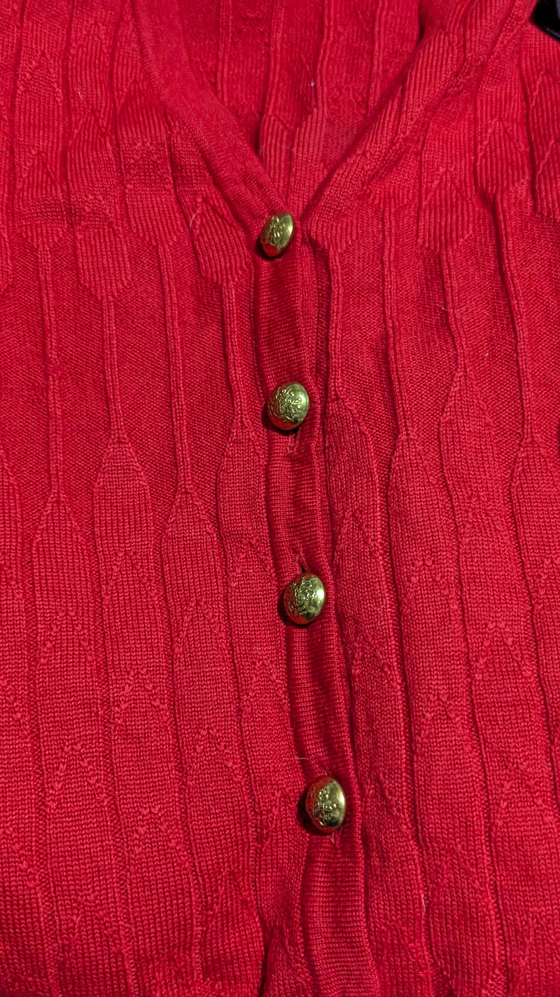 Red Cable Knit Cardigan